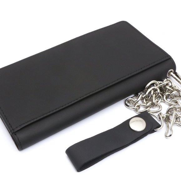 Bifold Black Checkbook Wallet with Chain - Picture 4 of 7